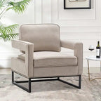 Fauteuil d'appoint moderne avec accoudoirs, Fauteuil de salon rembourré de style Mid-century