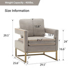 Fauteuil d'appoint moderne avec accoudoirs, Fauteuil de salon rembourré de style Mid-century