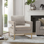 Fauteuil d'appoint moderne avec accoudoirs, Fauteuil de salon rembourré de style Mid-century