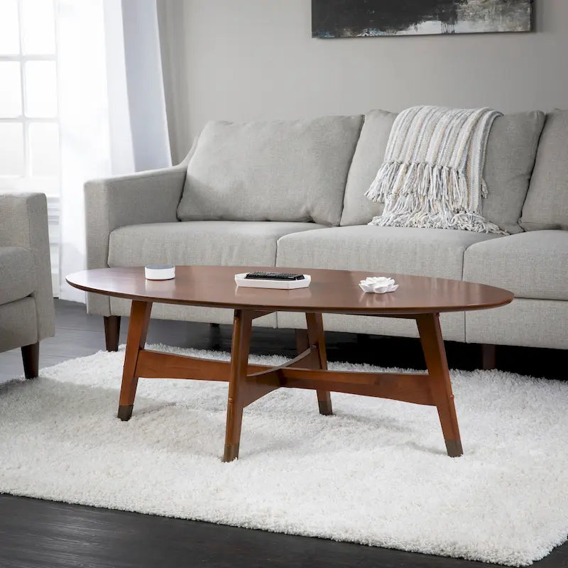 Table basse ovale en bois Rhoda Mid Century Modern