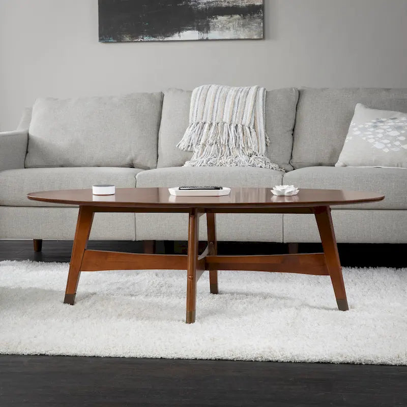 Table basse ovale en bois Rhoda Mid Century Modern
