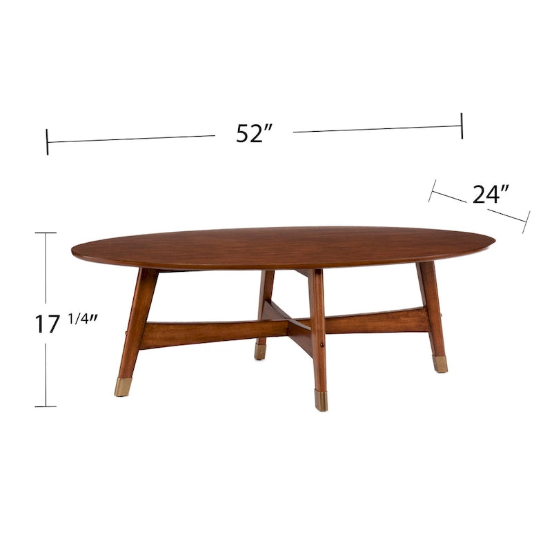 Table basse ovale en bois Rhoda Mid Century Modern