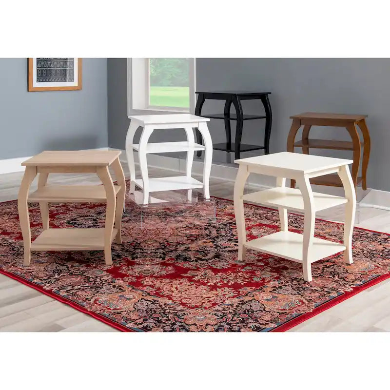 Table d'appoint de ferme Ingrid Wood avec 2 étagères