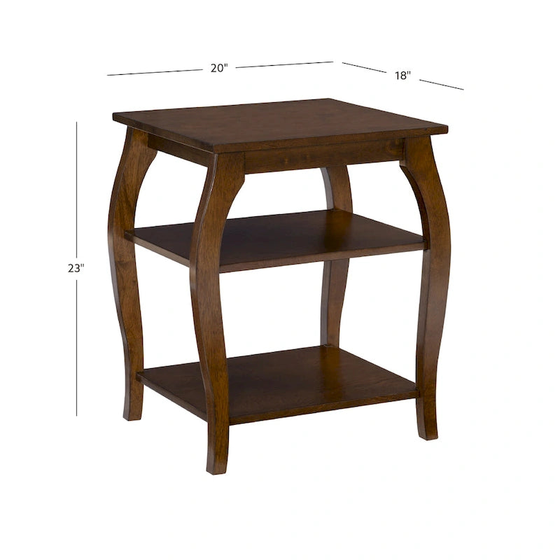 Table d'appoint de ferme Ingrid Wood avec 2 étagères