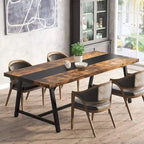 Table de salle à manger pour 8 personnes, table de cuisine rectangulaire en bois de 180 cm