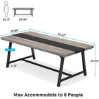 Table de salle à manger pour 8 personnes, table de cuisine rectangulaire en bois de 180 cm