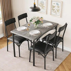 Ensemble table de salle à manger rectangulaire pour 4 avec chaises rembourrées