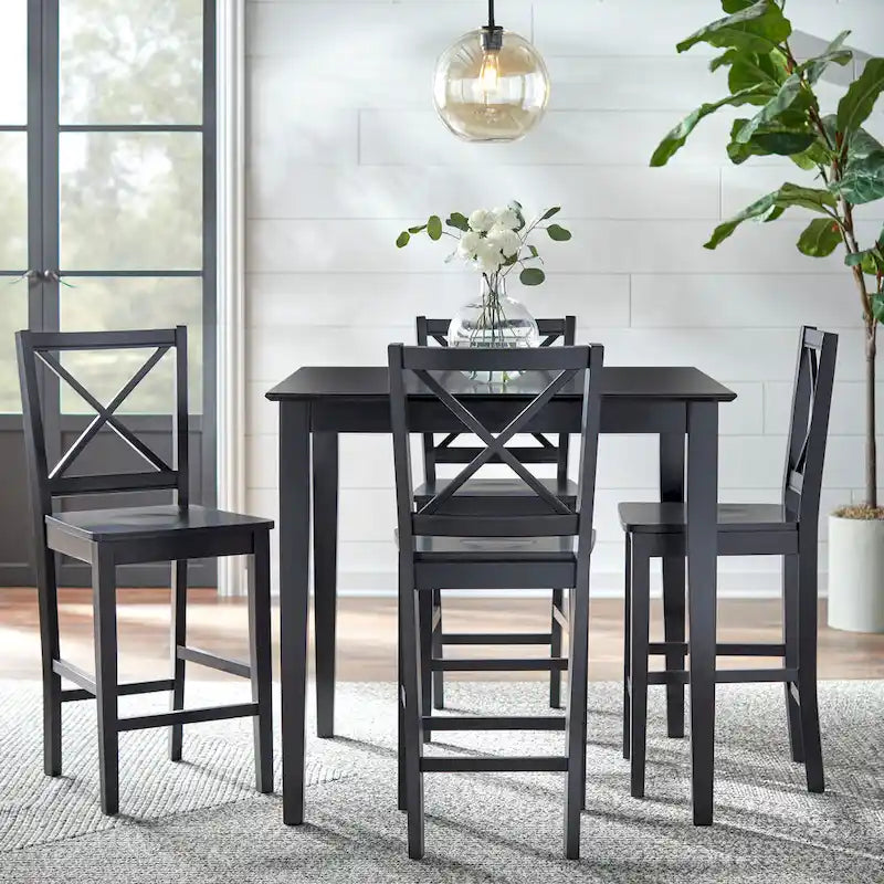 Ensemble table et chaises 5 pièces hauteur comptoir à dossier en X