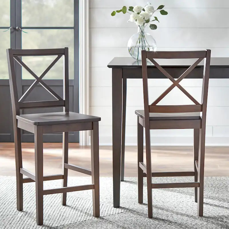 Ensemble table et chaises 5 pièces hauteur comptoir à dossier en X