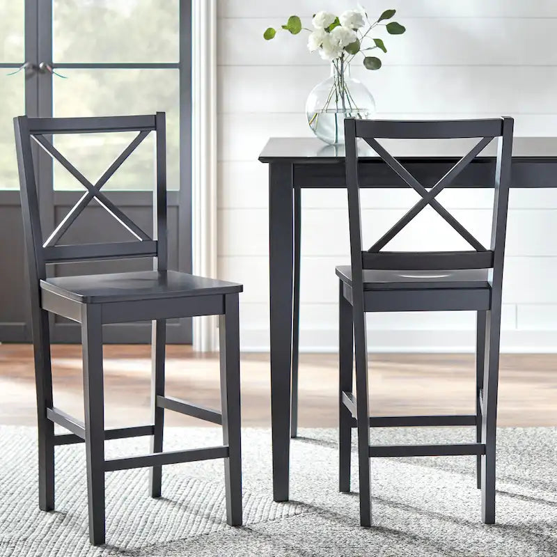 Ensemble table et chaises 5 pièces hauteur comptoir à dossier en X