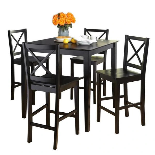 Ensemble table et chaises 5 pièces hauteur comptoir à dossier en X