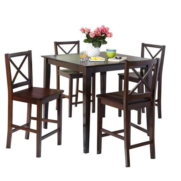 Ensemble table et chaises 5 pièces hauteur comptoir à dossier en X