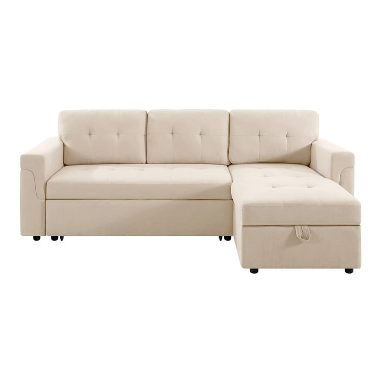 Canapé d'angle réversible avec lit gigogne, méridienne de rangement, pieds durables,