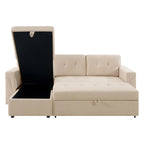Canapé d'angle réversible avec lit gigogne, méridienne de rangement, pieds durables,