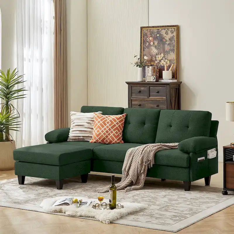 Canapé d'angle en forme de L de 86,22 po avec poches de rangement latérales
