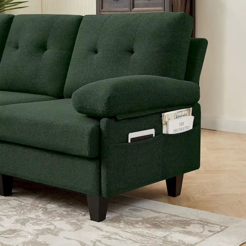 Canapé d'angle en forme de L de 86,22 po avec poches de rangement latérales