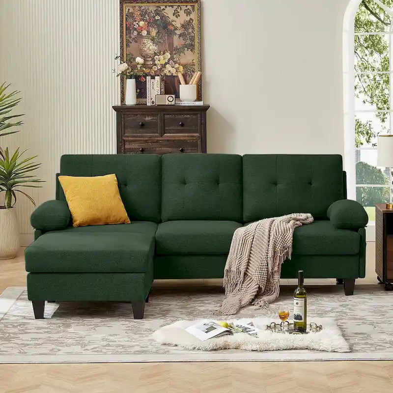 Canapé d'angle en forme de L de 86,22 po avec poches de rangement latérales