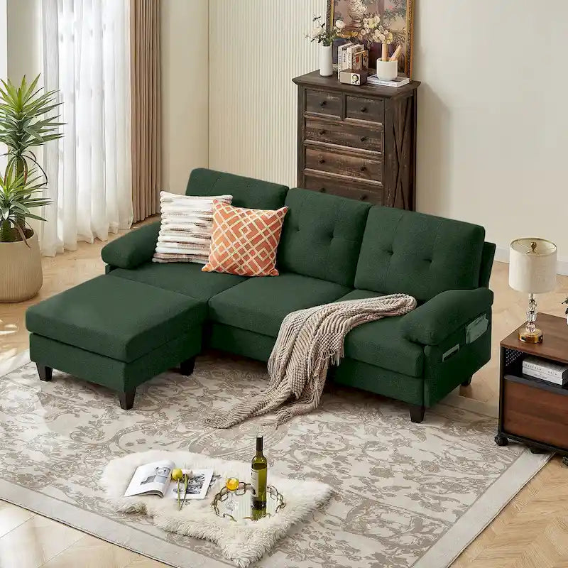 Canapé d'angle en forme de L de 86,22 po avec poches de rangement latérales