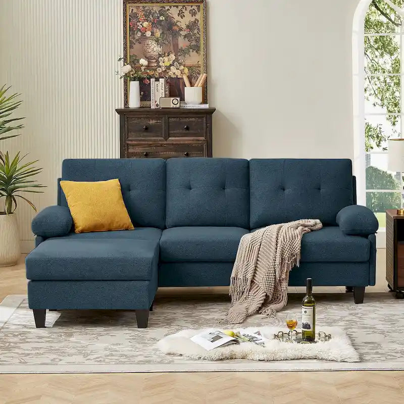 Canapé d'angle en forme de L de 86,22 po avec poches de rangement latérales