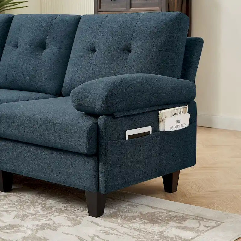 Canapé d'angle en forme de L de 86,22 po avec poches de rangement latérales