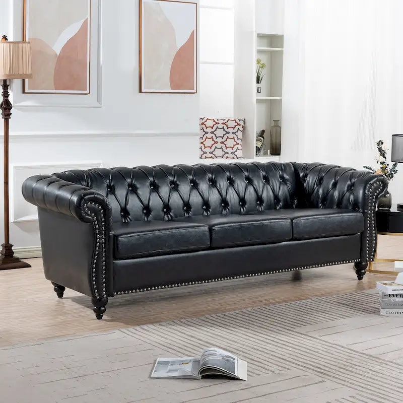 Canapé confortable 3 places avec coussin d'assise à rayures tendance