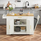 Meuble de Rangement pour Îlot de Cuisine Roulant de 53 Pouces Chariot de Cuisine Mobile Portable