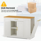Meuble de Rangement pour Îlot de Cuisine Roulant de 53 Pouces Chariot de Cuisine Mobile Portable