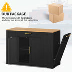 Meuble de Rangement pour Îlot de Cuisine Roulant de 53 Pouces Chariot de Cuisine Mobile Portable
