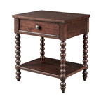 Table de chevet Beckett en bois tourné avec tiroir et étagère