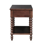 Table de chevet Beckett en bois tourné avec tiroir et étagère