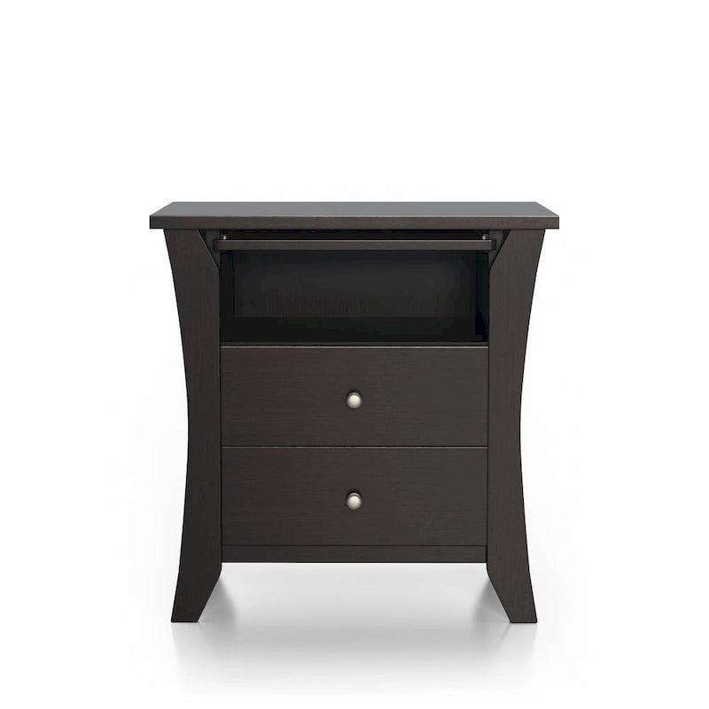 Table de chevet transitionnelle Mendolla en bois à 2 tiroirs avec étagère