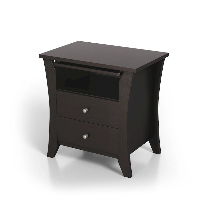 Table de chevet transitionnelle Mendolla en bois à 2 tiroirs avec étagère