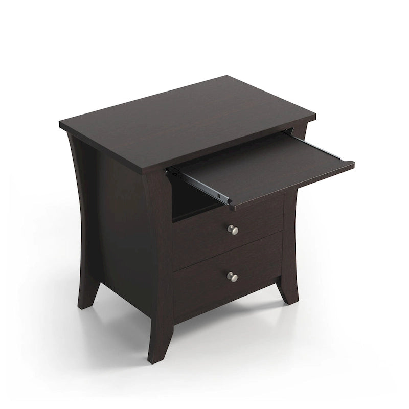 Table de chevet transitionnelle Mendolla en bois à 2 tiroirs avec étagère