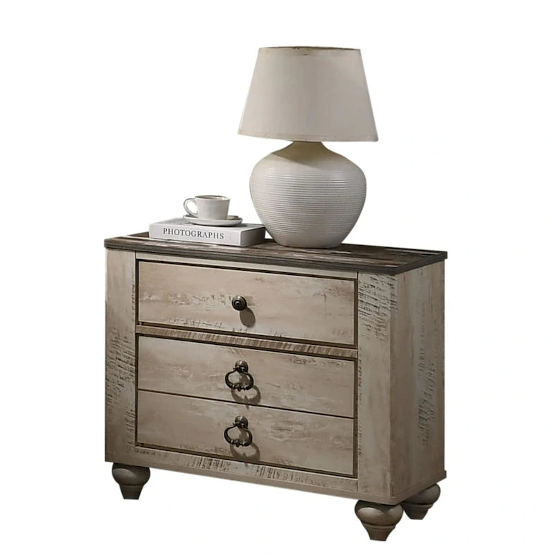 Ensemble de chambre à coucher 6 pièces King Contemporain Blanc Décapé