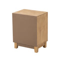 COZAYH 3-DrawerFarmhouseDresserwith Handicraft Wood Ring Motif, Rustic Nightstand Wooden Finish, Boho, Natural Wood