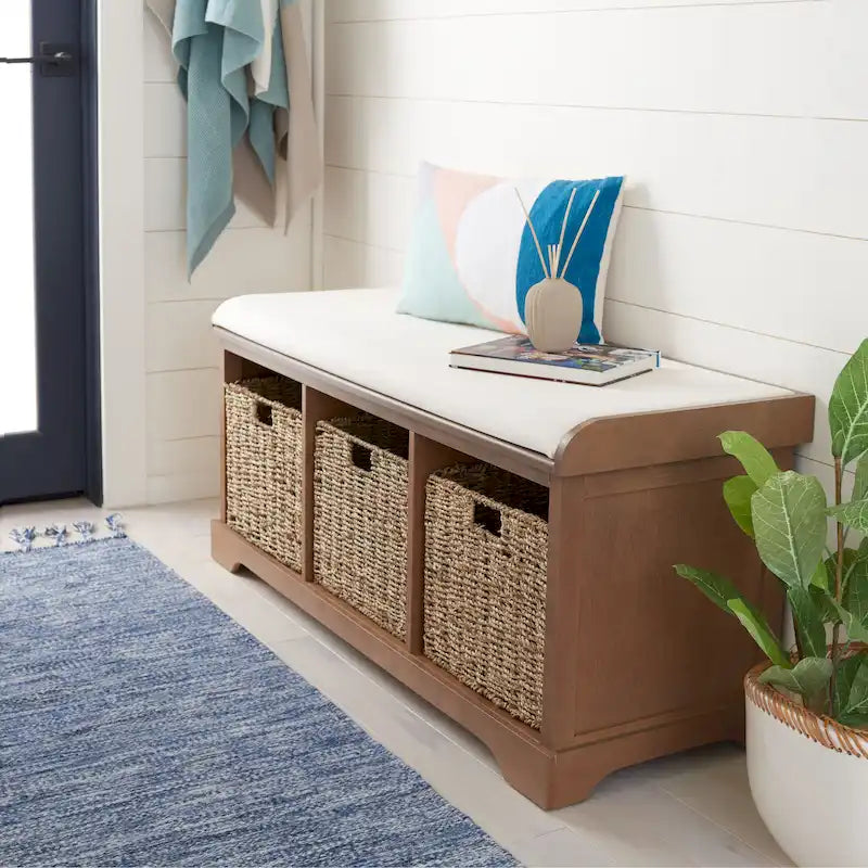 Banc de rangement gris/blanc - 47 x 16.1 x 19.9