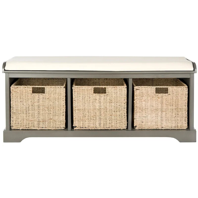 Banc de rangement gris/blanc - 47 x 16.1 x 19.9