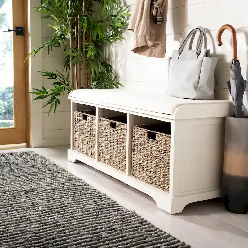 Banc de rangement gris/blanc - 47 x 16.1 x 19.9
