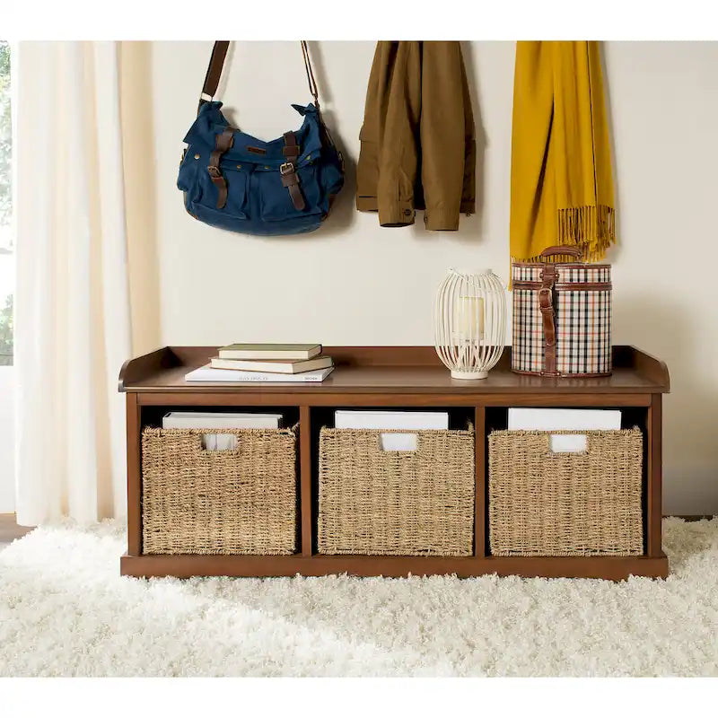 Banc de rangement gris/blanc - 47 x 16.1 x 19.9