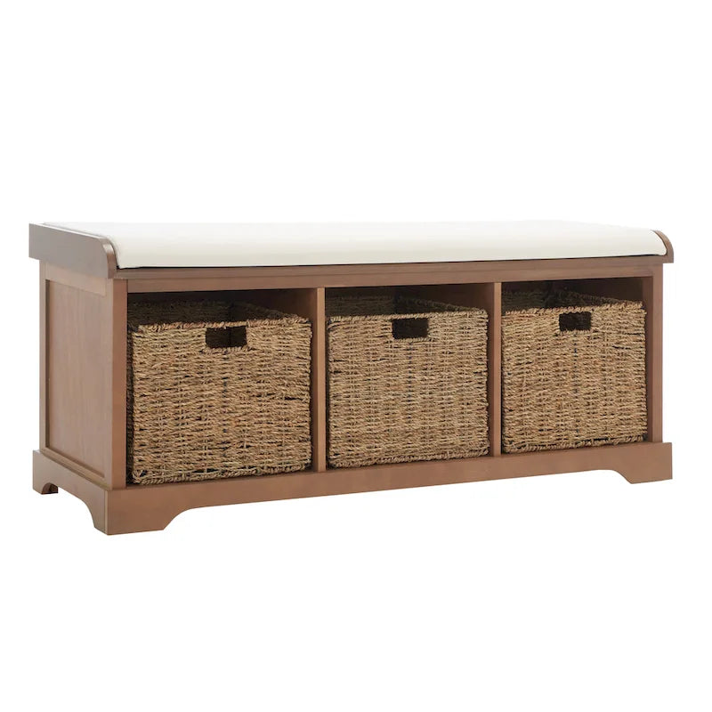 Banc de rangement gris/blanc - 47 x 16.1 x 19.9
