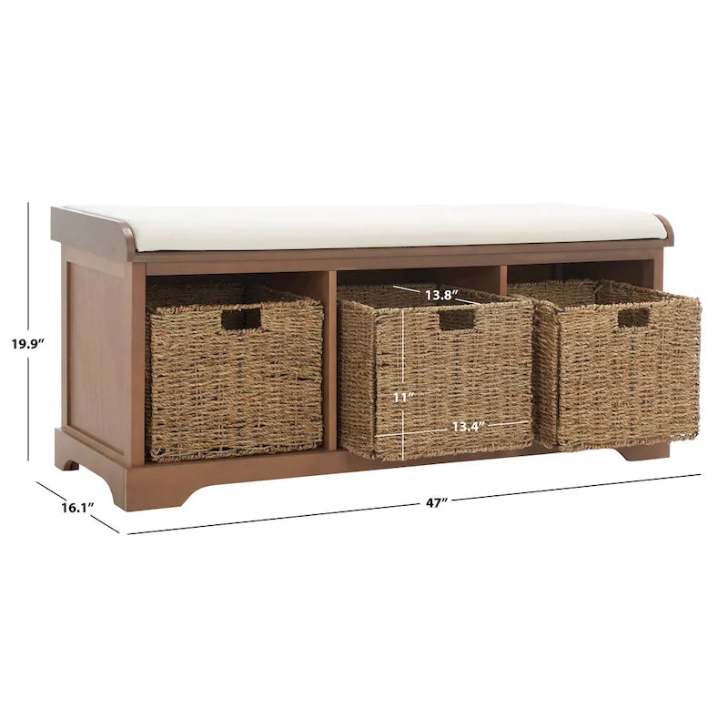 Banc de rangement gris/blanc - 47 x 16.1 x 19.9