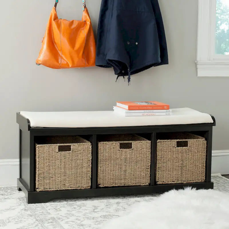 Banc de rangement gris/blanc - 47 x 16.1 x 19.9