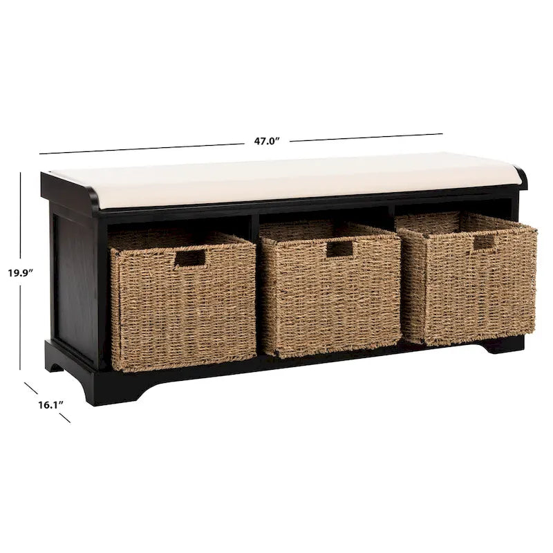 Banc de rangement gris/blanc - 47 x 16.1 x 19.9