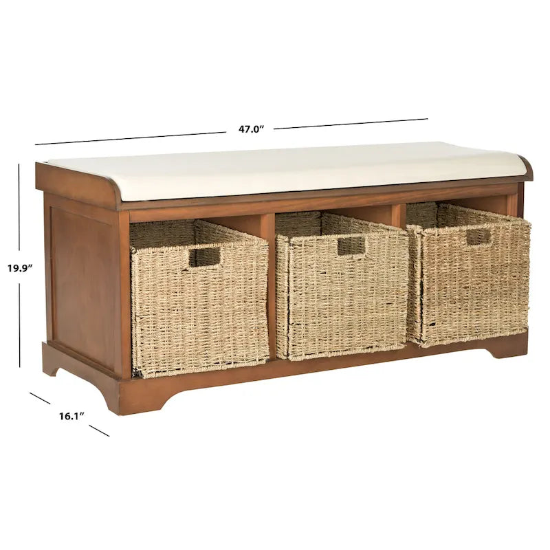 Banc de rangement gris/blanc - 47 x 16.1 x 19.9