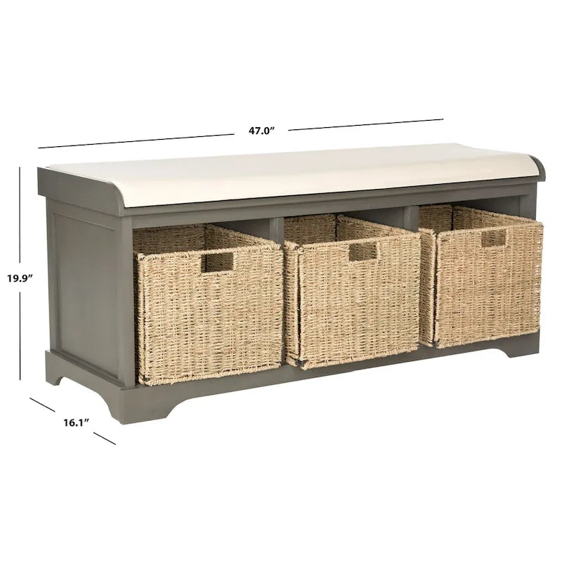 Banc de rangement gris/blanc - 47 x 16.1 x 19.9