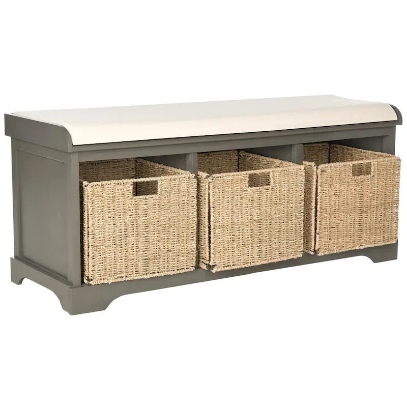 Banc de rangement gris/blanc - 47 x 16.1 x 19.9