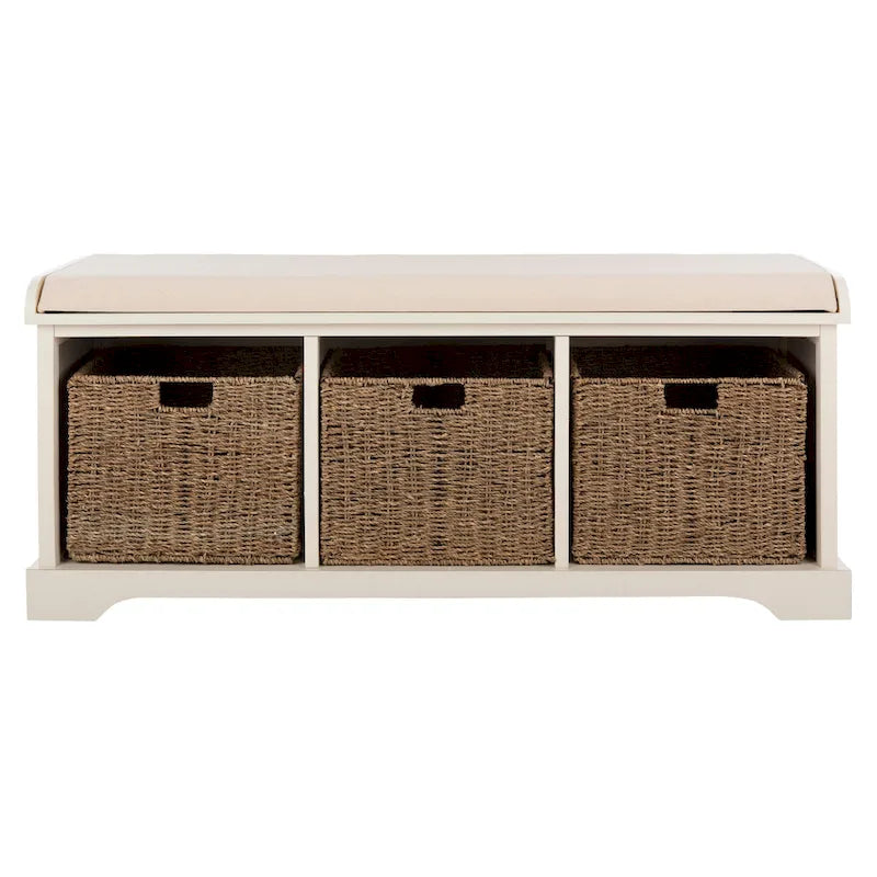 Banc de rangement gris/blanc - 47 x 16.1 x 19.9