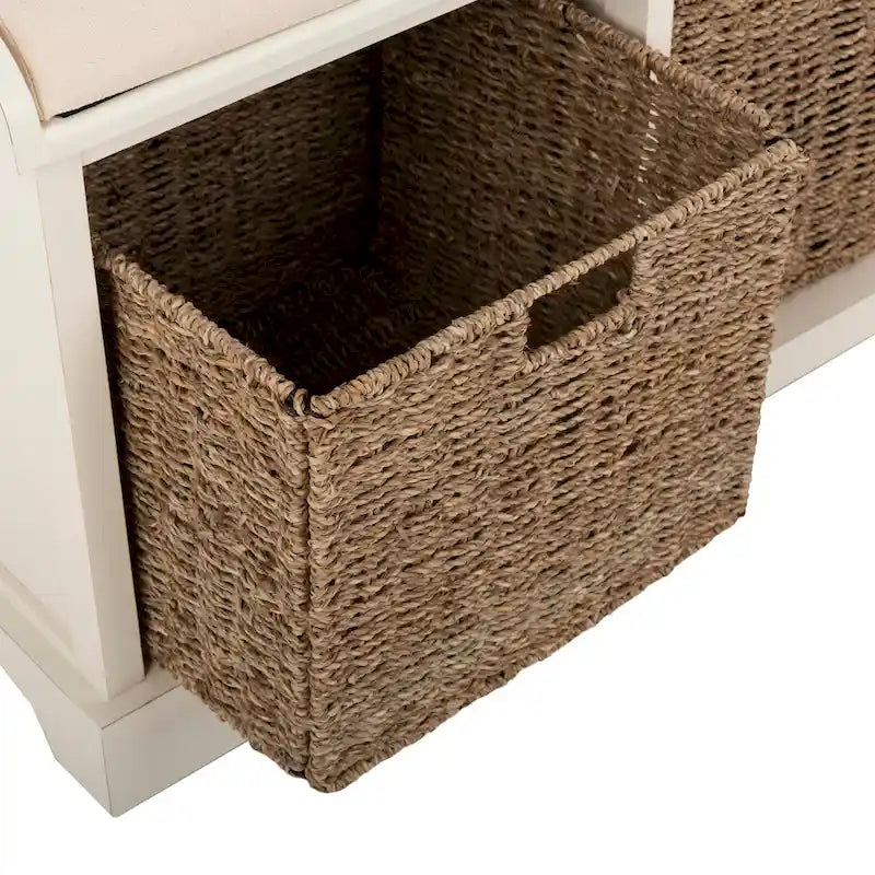 Banc de rangement gris/blanc - 47 x 16.1 x 19.9