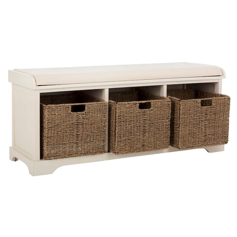 Banc de rangement gris/blanc - 47 x 16.1 x 19.9