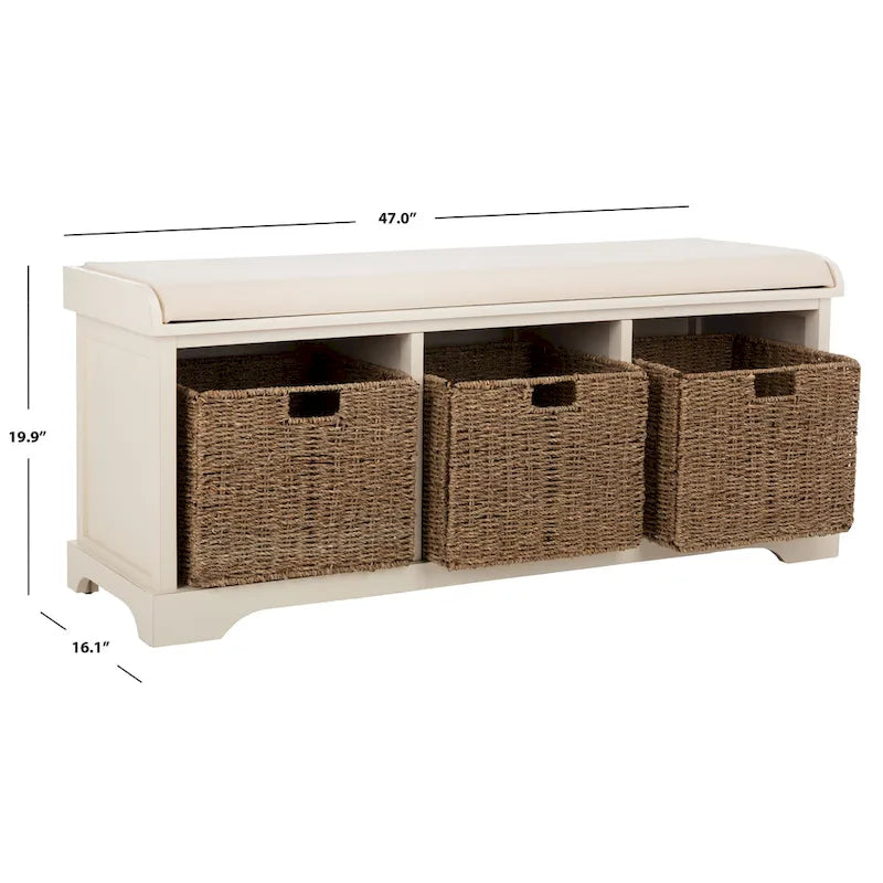 Banc de rangement gris/blanc - 47 x 16.1 x 19.9